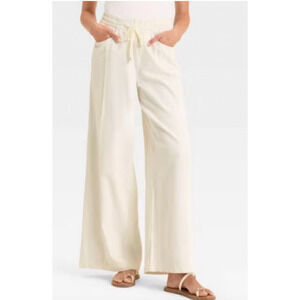 Universal Thread White Wide Leg Pants Elastic Waist Drawstring MEDIUM WORN 1X